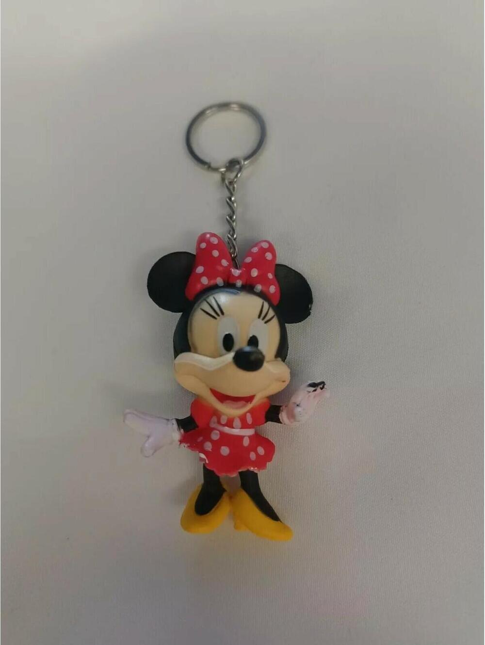 Minnie Mouse Red White Polka Dot Outfit Mini Figure Keychain